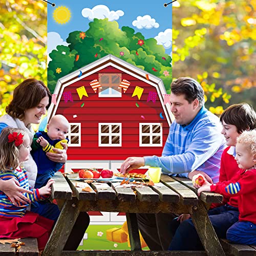 3X6Ft Spring Farm Red Barn Door Cover Banner Barnyard Straw Sky Grass Door Banner Baby Shower Boys Little Farmer Pet Birthday Party Porch Sign Wall Backdrop Decor #TOP28