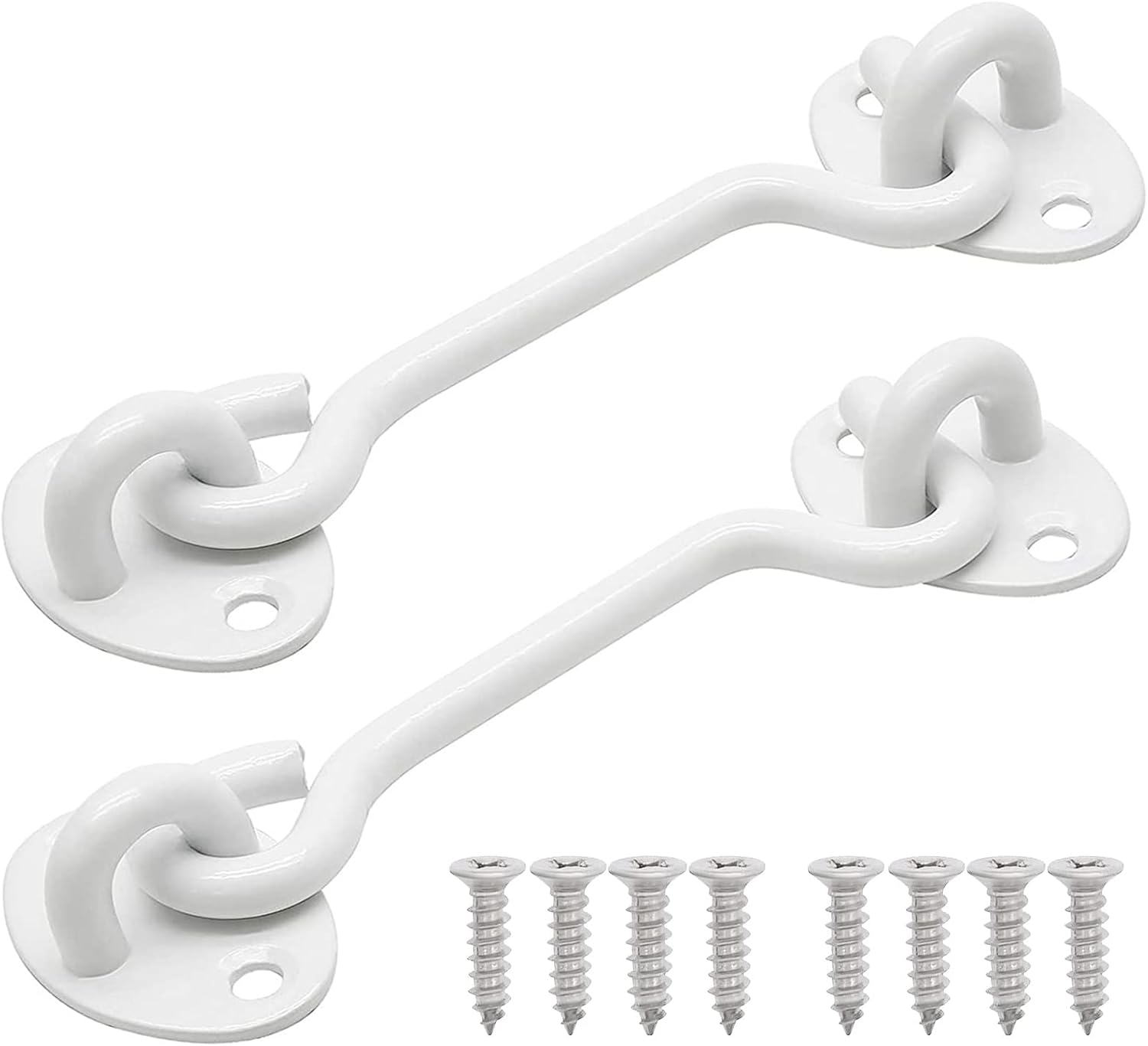 Wendergo Door Hook & Eye Latch 8 Inch White Cabin Hooks 2 Pcs Stainless