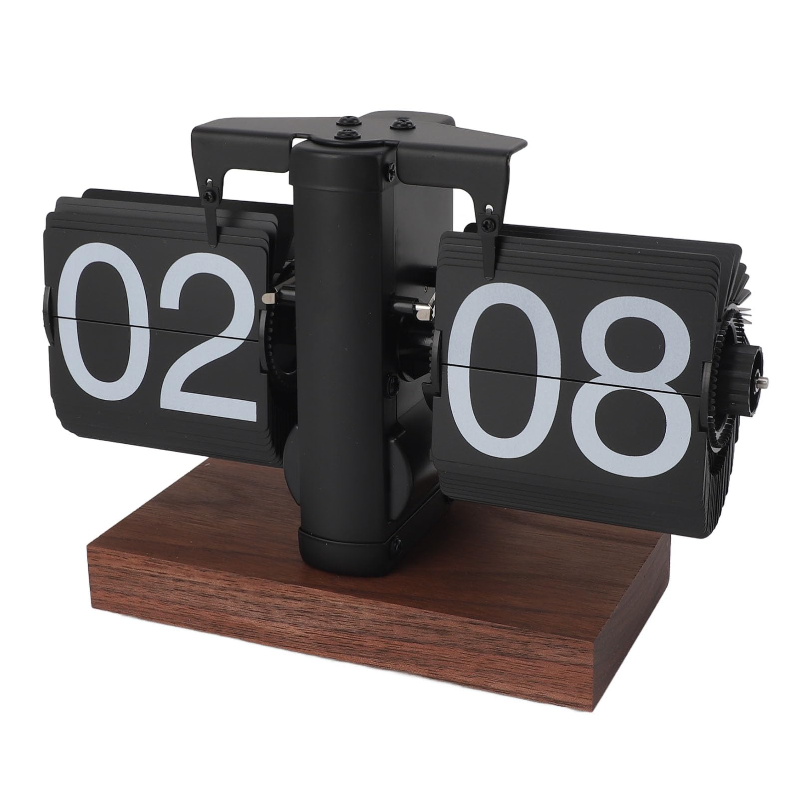 Greensen Retro Flip Digital Tischuhr mit schwarzer Walnuss Basis, große Zahlen Karten, mechanischer Schreibtisch Wecker batteriebetrieben, Silent Movement, ideale Dekoration für Wohnzimmer,