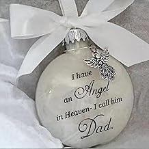 Christmas Memorial Baubles Dad Grave Ornaments Feather Ball With Angel White Christmas Tree Remembrance Decorations Bereavement Gift To Remember Loved Ones Xmas Gift