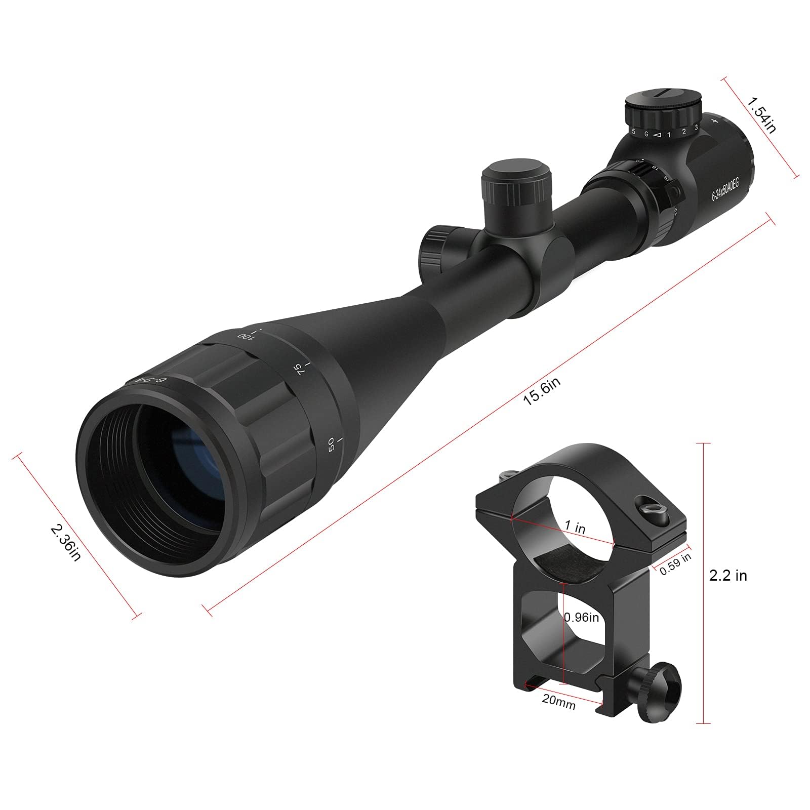 Richtkijker Huntera Eagle H6 2.5-15×50 HD HOPT15BL Zwart - De Jachtkelder