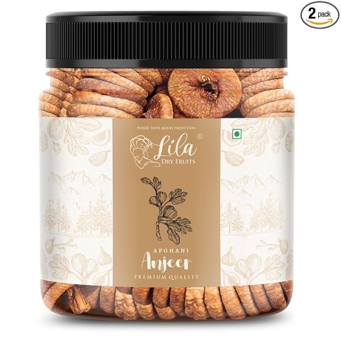 LILA DRY FRUITS Premium Dried Afghani Anjeer (500gm*2) Jar Pack | Dried Figs | Rich Source of Fibre Calcium & Iron | Low in calories and Fat Free | Non-GMO Dried Anjir at Rs. 594