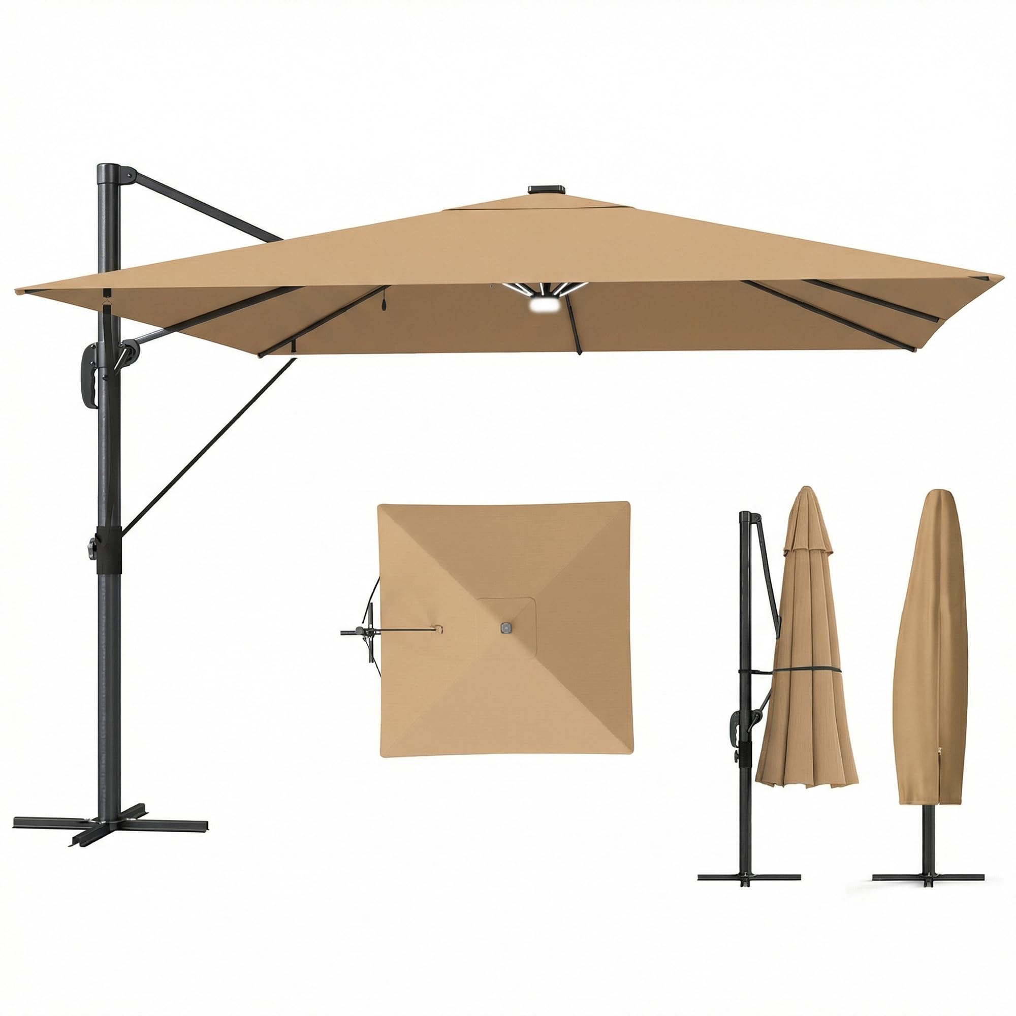 Outsunny 3 X 3 M Garden Cantilever Parasol W/ LightCoverWind Protection from B&Q