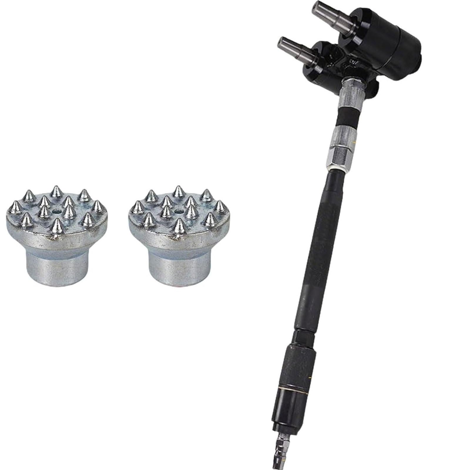 XNXYSMKJ Double Head Pneumatic Bush Hammer,Long Handle Scabbling Hammer w/Shock-Absorbing Design, High Frequency 2×2100bpm, 6-8 M2/h Working Efficiency