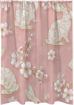 Lace Bunny Bloom Door Curtain Blackout Closet Curtain Doorway Curtains Blackout Drape Energy Saving Thermal Insulated Drapery for Bedrooms, Kitchens 51x 72 inch