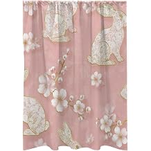 Lace Bunny Bloom Door Curtain Blackout Closet Curtain Doorway Curtains Blackout Drape Energy Saving Thermal Insulated Drapery for Bedrooms, Kitchens 51x 72 inch