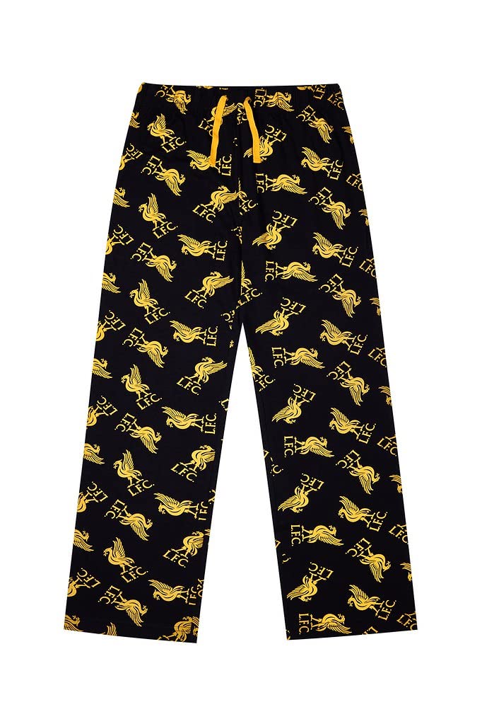 Official Liverpool FC Boys Lounge Pants Black Gold Cotton (8-9 Years) - Image 3