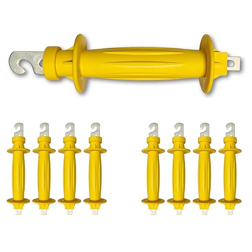 QMARK Paquete de 8 puertas de goma eléctricas para cerca, manijas de resorte de valla eléctrica, mango de plástico aislado, manija de puerta de goma