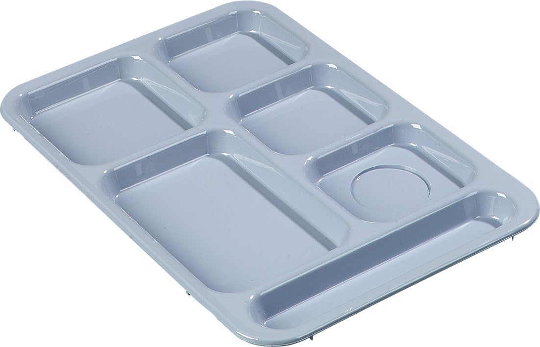 Carlisle FoodService Products Right-Hand 6-Compartment Tray, 10" x 14", Slate, (Pack of 24)