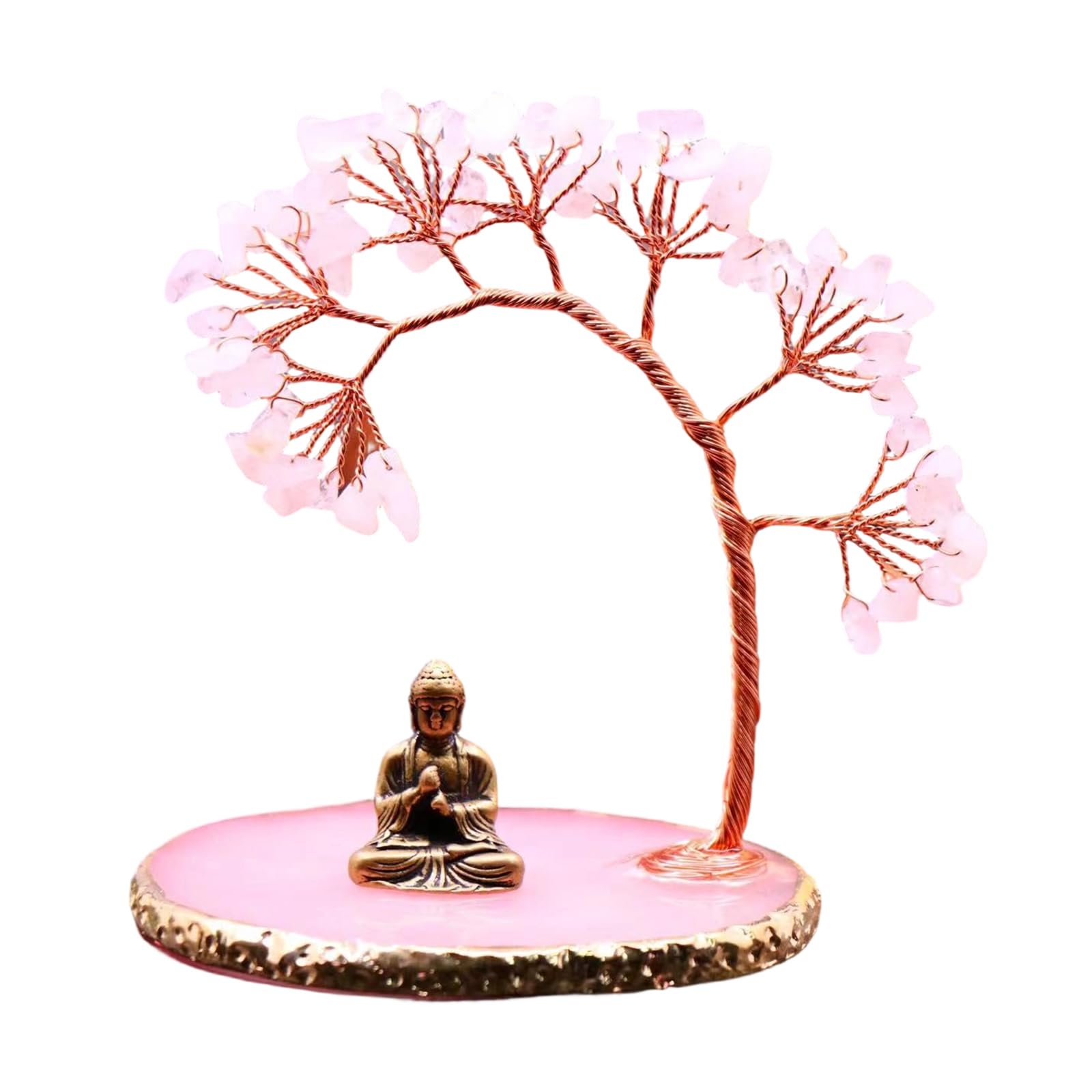 carotoe Buddhas Statue with Healings Crystal Tree, Money Tree for Positive Energy Yogas Meditations Decors for Home Offices Shelf Money for Wealth and Luck