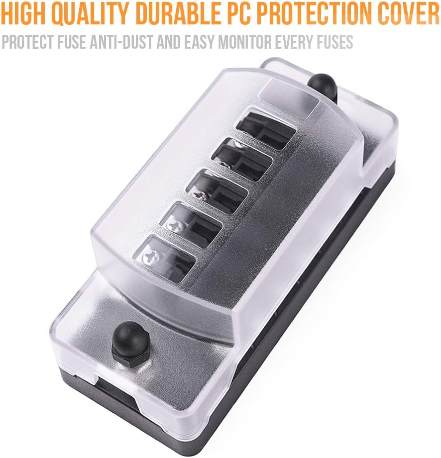 MICTUNING 6-Way Blade Fuse Block with Cover Fuse Box Holder for Vehicle Boat Marine : Automotive