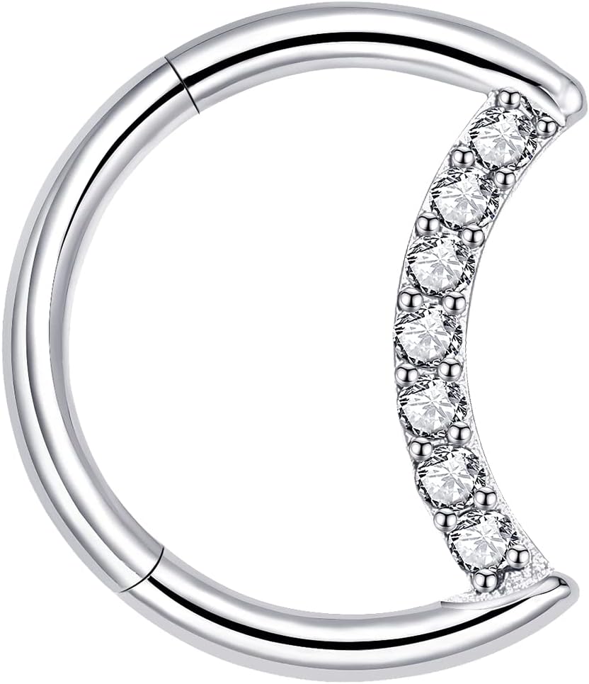 VOJO G23 Titanium Moon Daith Rook Piercing Earrings Jewelry Tragus Helix Nose Rings Cartilage for Women