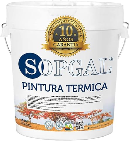 Sopgal Pintura Térmica Interiores Especial Anticondensación 15L Blanco - Aislante y Eficiente: Rompe puente térmico, evita condensaciones, pared fría y pérdida de calor