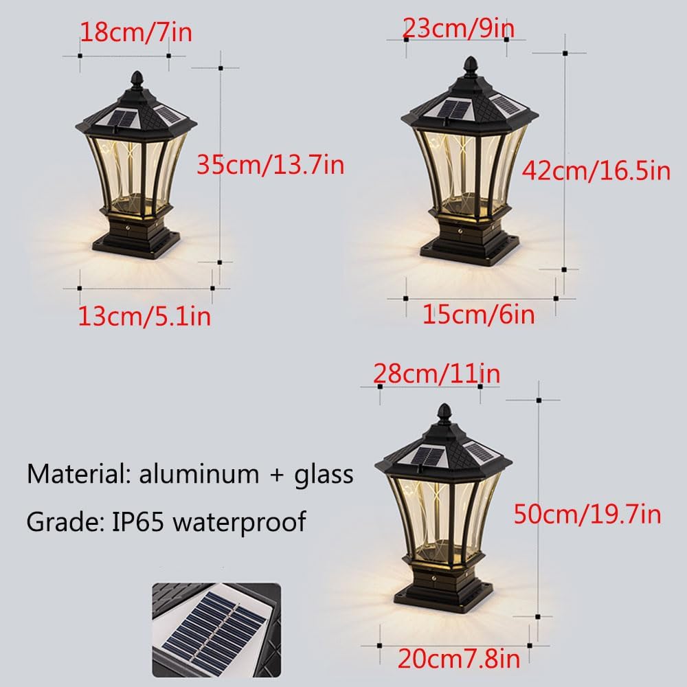 LED Solar Powered Pillar Lights Outdoor Solar Post Cap Lights for Pathway Floor Lamp Victorian Modern Column Pedestal Light for Deck Patio Garden Outside Decorative 1 Pack