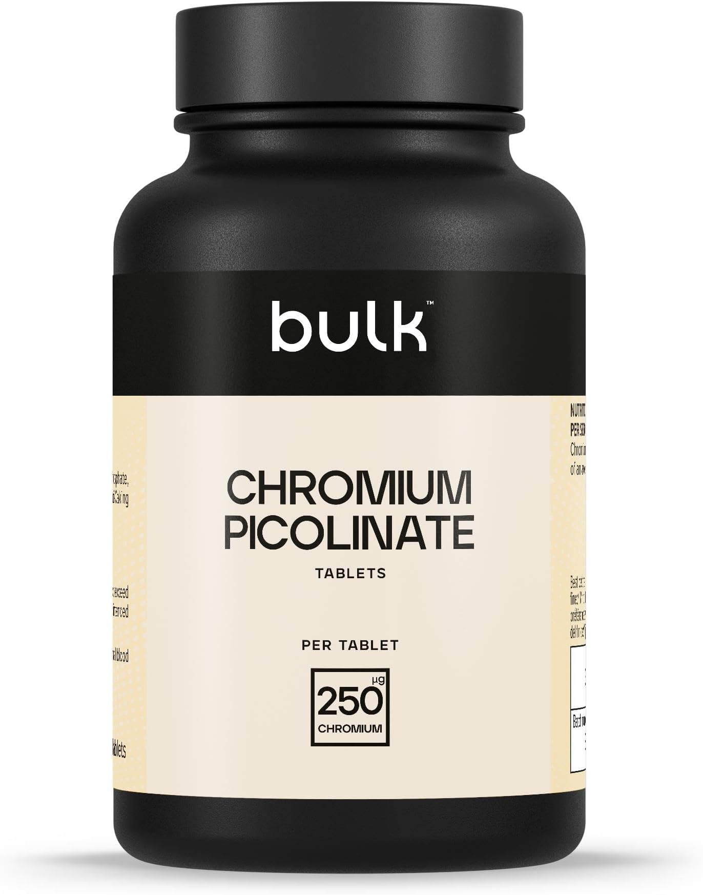 Bulk Chromium Picolinate Tablets, High Strength, 250 µg, Most Bioavailable Form For High Absorption Rate, Pack of 180, 180 Servings, Packaging May Vary