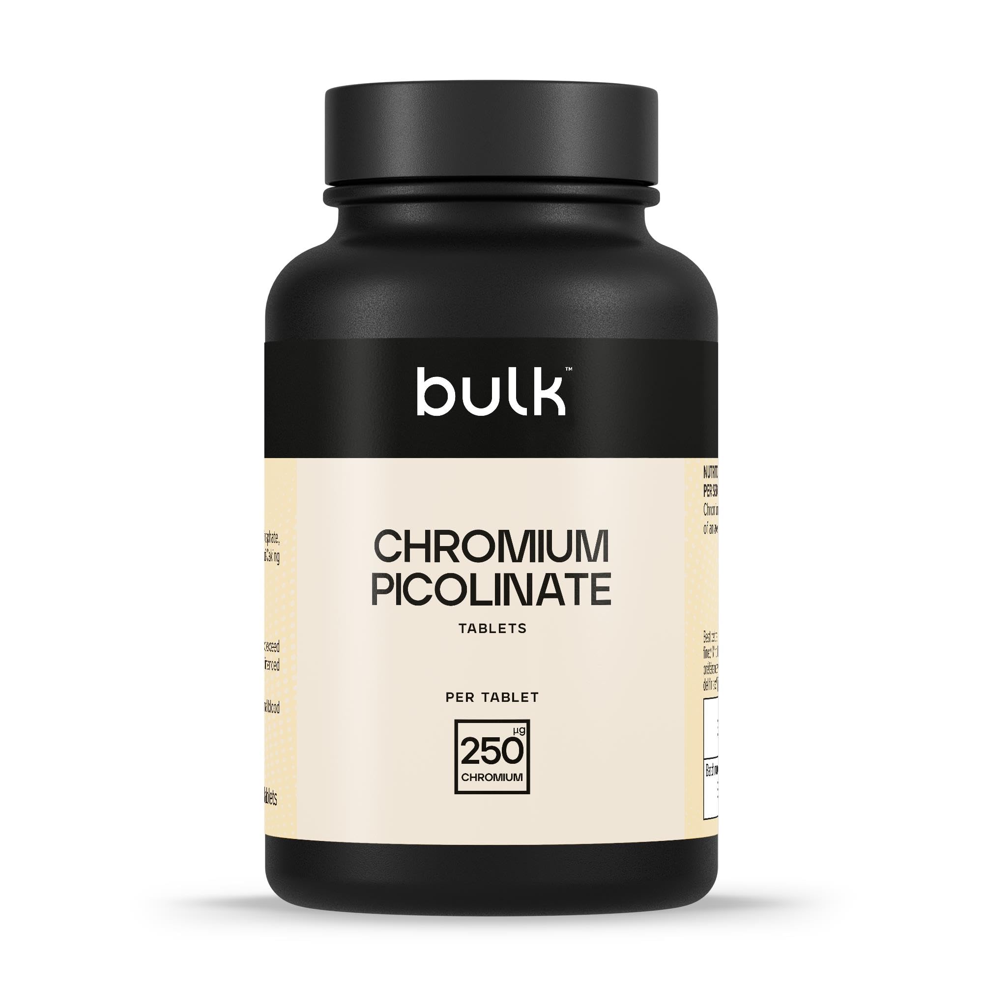 Bulk Chromium Picolinate Tablets, High Strength, 250 µg, Most Bioavailable Form For High Absorption Rate, Pack of 180, 180 Servings, Packaging May Vary