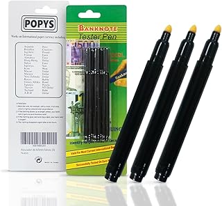 Pack 3 Unidades Detector de Notas Falsas em cor Preto - Detector de notas falsas - Marcador de notas falsas - Detector de notas falsas euros, dólares, libras, etc (3)