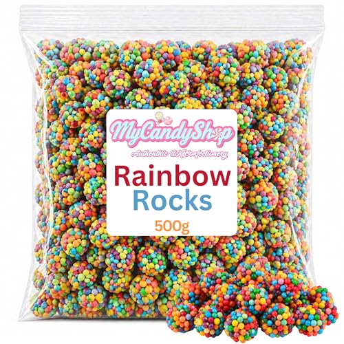 Image of MyCandyShop Rainbow Rocks – 500g Bag | Fruity Crunchy Gummy Clusters with Tangy Candy Shell | Chewy, Juicy, Bite-Sized Halal Sweets for Sharing, Snacking & Parties