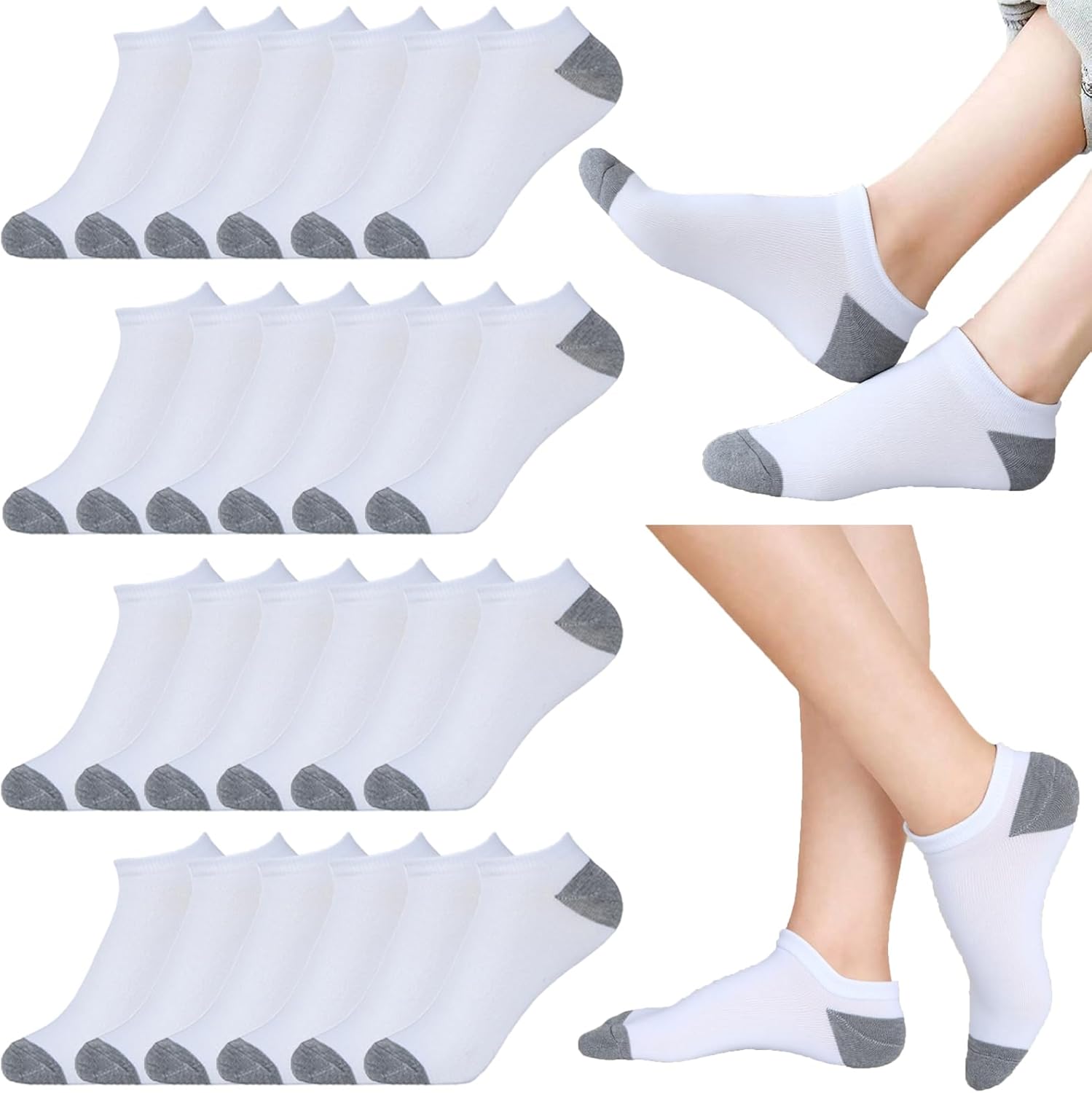 12-30 Pairs Low Cut Ankle Socks for Women No Show Casual Breathable Athletic Socks Bulk for Sport