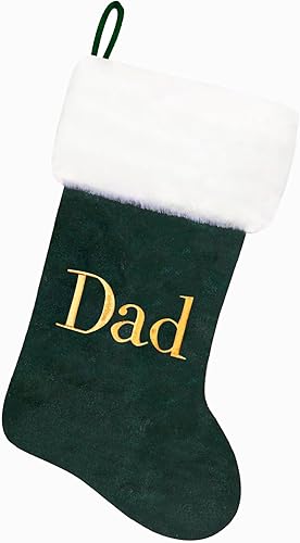 Miniatura 60 de Medias de Navidad con monograma de terciopelo rojo de 20 pulgadas con puño de felpa súper suave blanca, medias de Navidad bordadas personalizadas