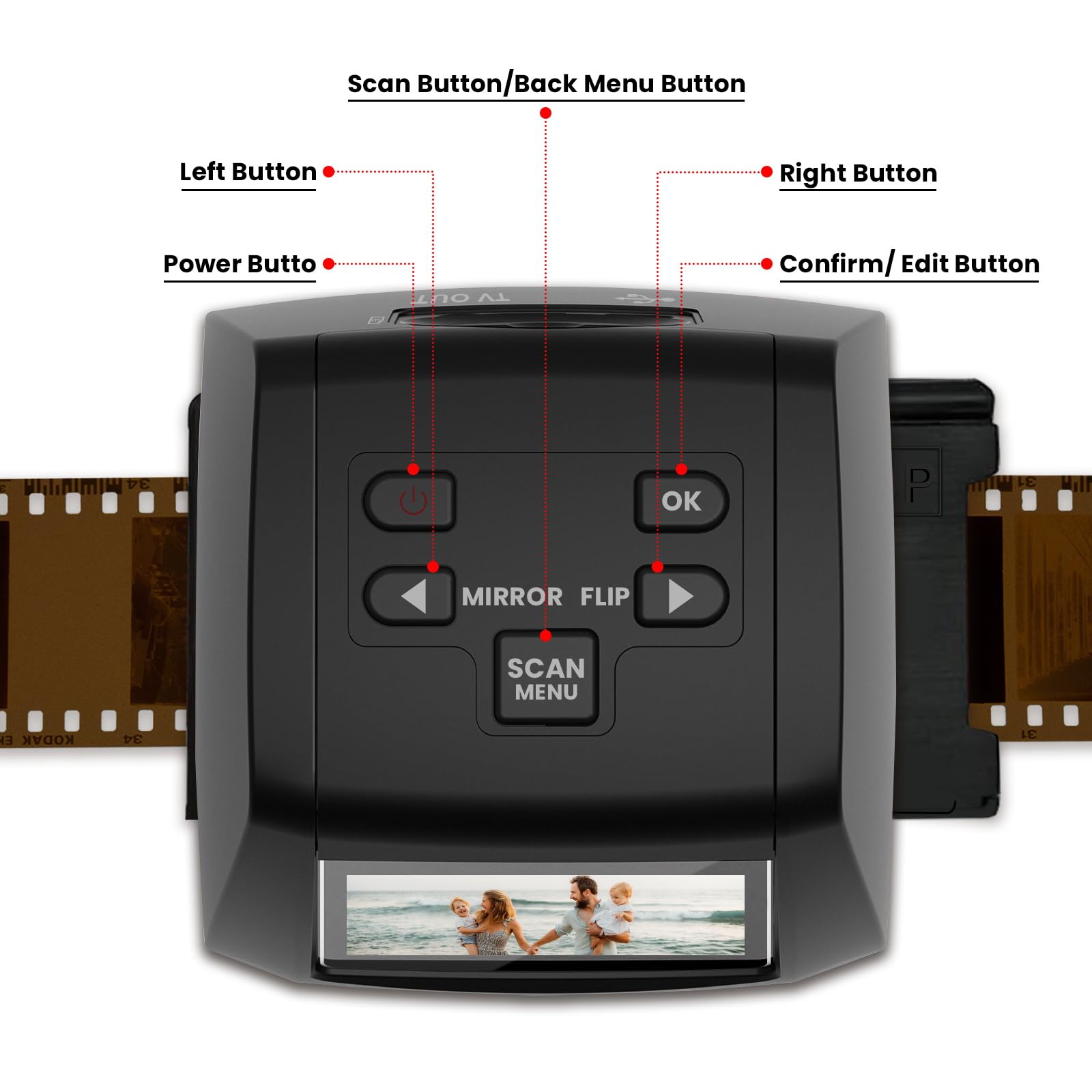 Scanner de Films numériques - Scanner de Diapositives autonomes et de négatifs - Convertit Les négatifs et Les Diapositives de 35 mm, 126, 110, Super 8 et 8 mm en Images JPEG - Écran LCD 2,4"