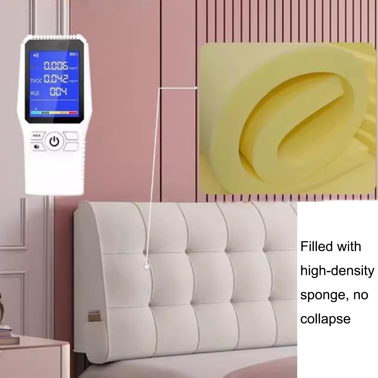 Panneau mural rembourré pour tête de lit, dossier en flanelle avec coussin de soutien lombaire amovible pour grand lit, facile à nettoyer