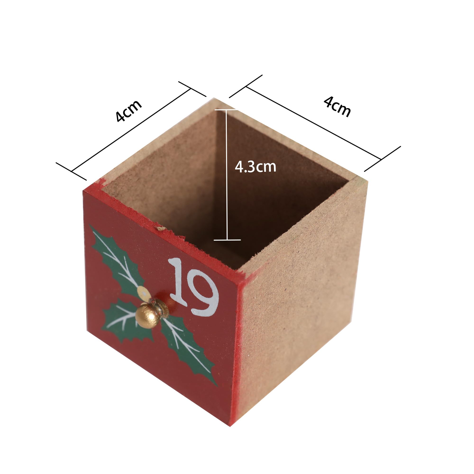 PE Calendario dell'Avvento natalizio in legno con cassetti, conto alla rovescia di 24 giorni per Natale, decorazione festiva con design di camino di Babbo Natale, calendario dell'Avvento