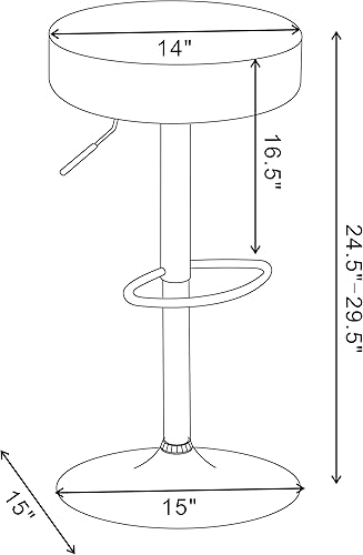 Miniatura 3 de Coaster CO- Taburete de bar ajustable, 29", cromado y negro