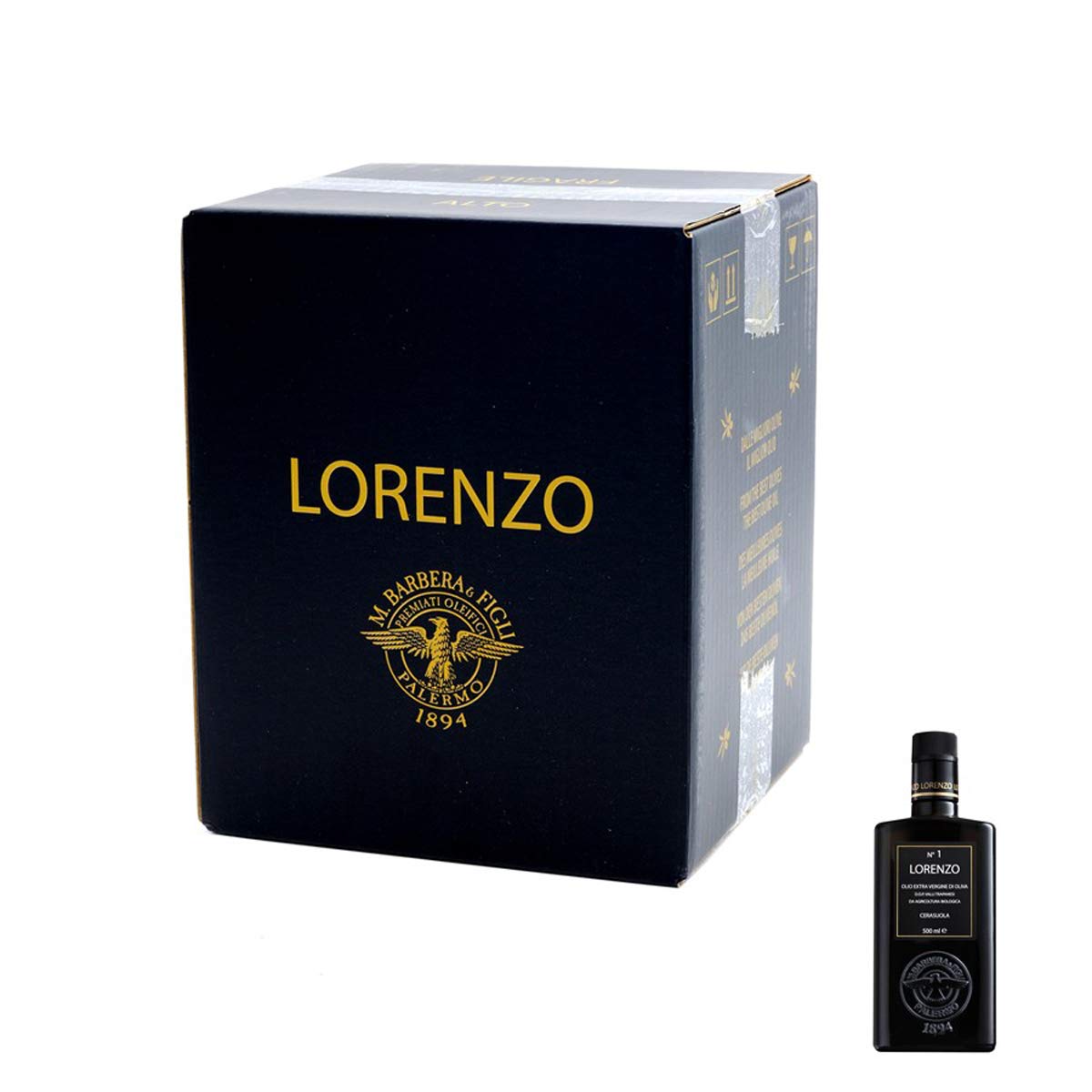 Aceite de Oliva Virgen Extra Biológico Lorenzo N° 1, DOP Valli Trapanesi 500 ml x 6