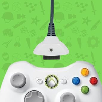 Old Skool Wireless Controller Charging Cable Compatible with Xbox 360 - White