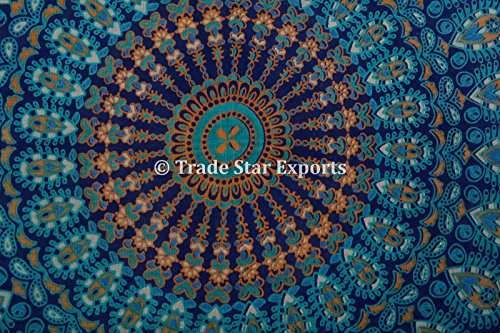 Trade Star 26 X 26 Mandala Euro Sham Cushion Cover, Indian Ethnic Pillow Case, Ombre Pillows, Hippie Cushion Cover With Pom Pom Lace, Bohemian Throw Pillow Covers (Pattern 7) #TOP1