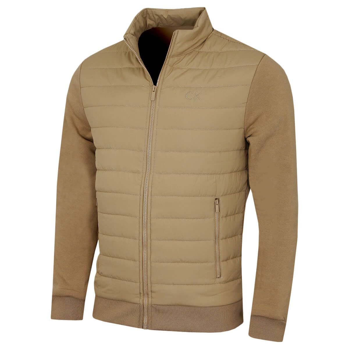 Calvin Klein Mens Hybrid Quilted Fleece Jacket - Biscuit - XL