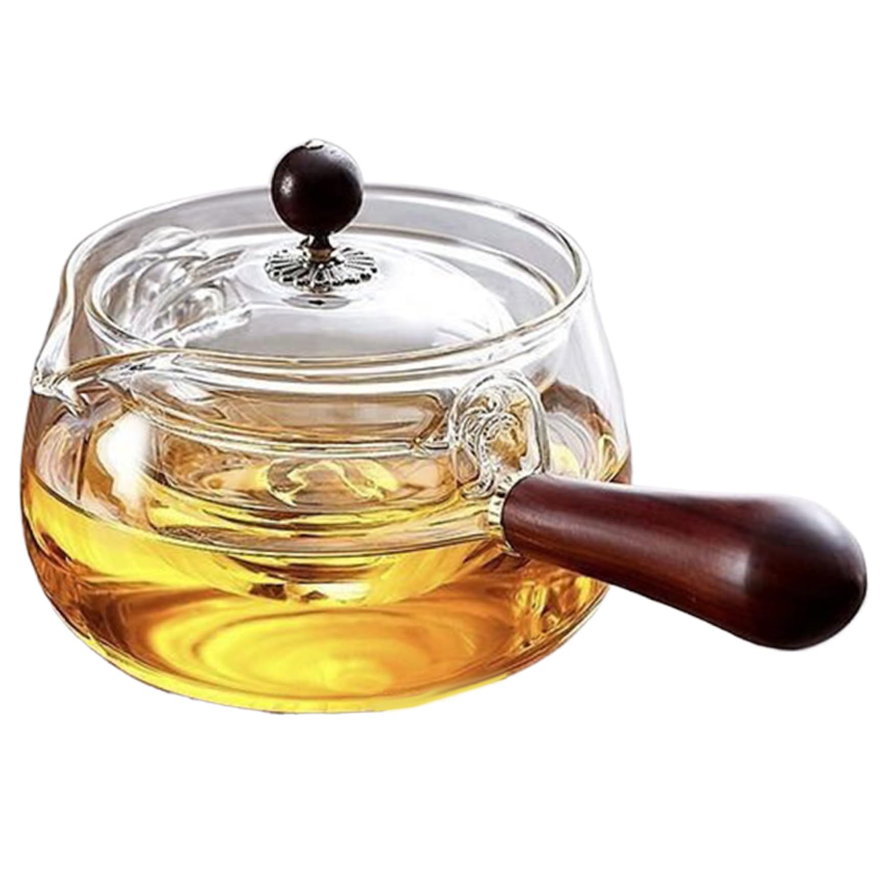 Teapot with Infuser, 580 ml/19.6 oz Borosilicate Glass Teapot with 360° Rotating Tea Maker, Blooming & Loose Leaf, Japanese Tea Kettle with Wooden Handle Teapot with Infuser Glass Tea Infuser Tea