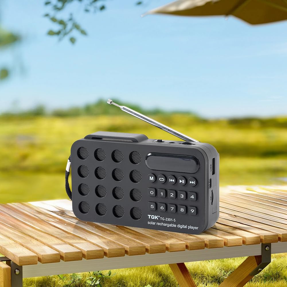 Haut-parleurs Bluetooth sans fil avec lecteur de carte TF USB, récepteur radio FM, batterie rechargeable solaire, haut-parleur radio numérique
