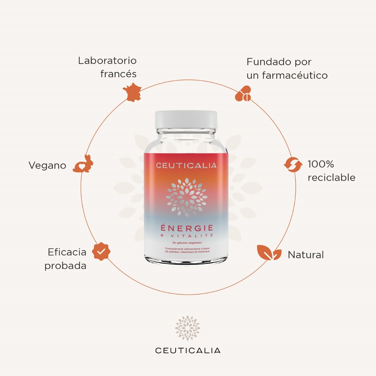 Complemento Alimenticio Energía y Vitalidad - Anti Cansancio y Agotamiento - Para Mujer y Hombre - Ginseng, Guaraná, Yerba Mate, Acerola, Magnesio, Vitaminas D y B - 180 Cápsulas, 90 Días