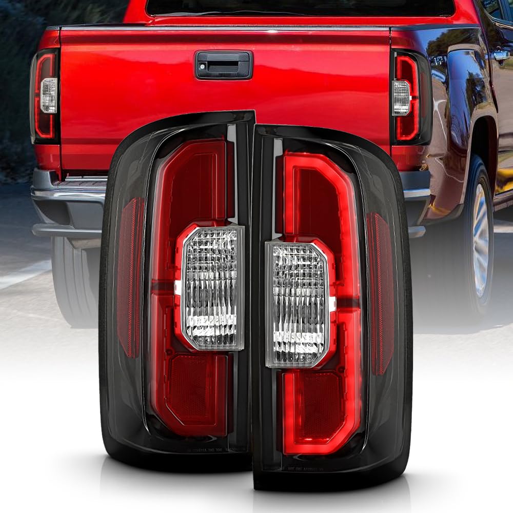 KEEKPO - For 2015-2022 GMC Canyon/Chevy Colorado Black Housing LED Tail Lights Brake Lamps Replacement Pair Left+Right