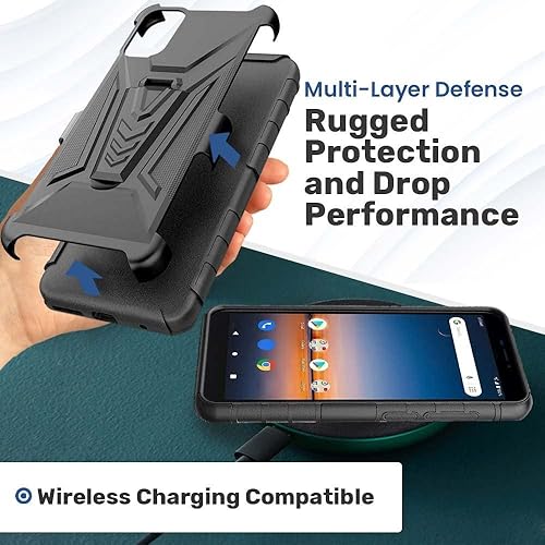 Miniatura 5 de Rome Tech Funda con clip para cinturón para Samsung Galaxy A14 5G SM-A146 Funda de teléfono celular de doble capa a prueba de golpes con soporte -