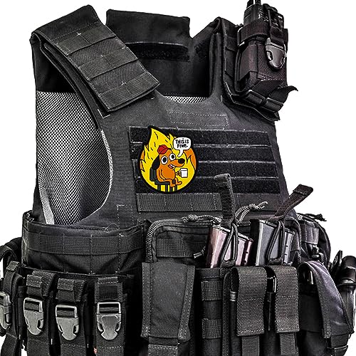 This is Fine Dog Patch, 9x8cm Kreativ Hunde Moral Patch PVC Lustige Kleiderflicken Gestickte Hunde Applikation Aufnäher mit Magischer Kleberückseite für Rucksäcke Jacken Jeans Westen