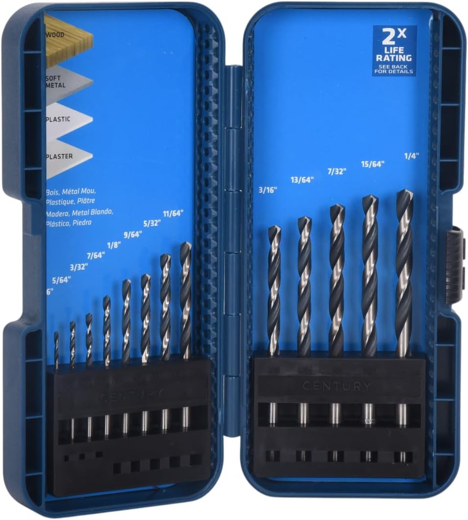 Century Drill & Tool 88715 High Speed Steel Drill Bit Set, 13-Piece