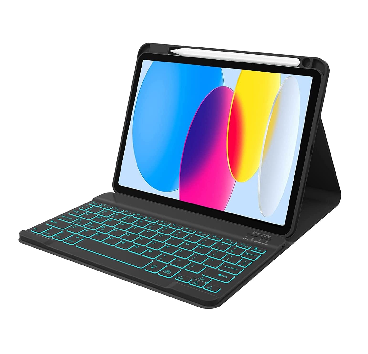 typecase Keyboard Case for iPad 11th (A16, 2025) & iPad 10th Gen with 7-Colors Backlits, Multi Angle Flip Cover, Pencil Holder, Scissor Keys, Magnetically Detached Wireless Bluetooth Keyboard Cover