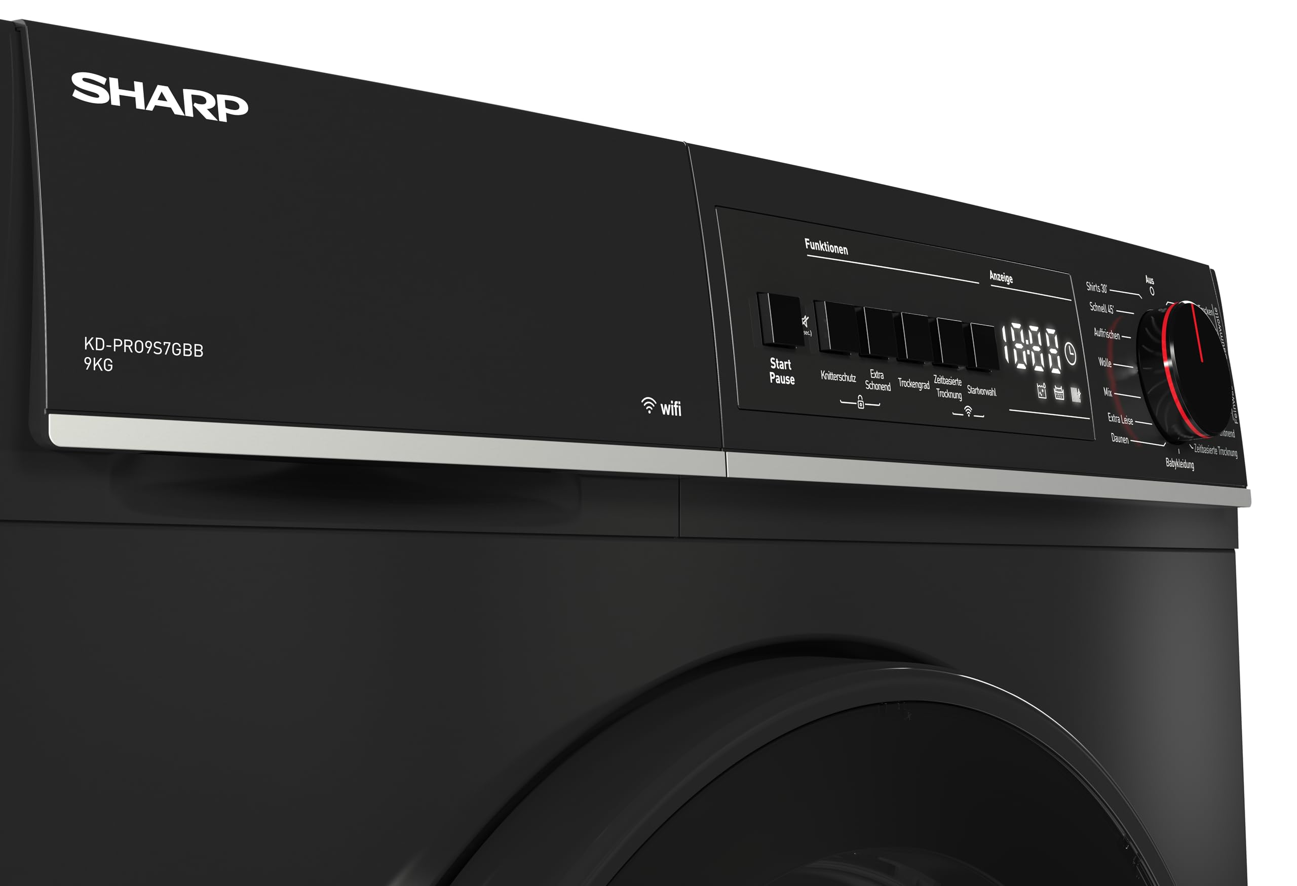 Sharp KD-PRO9S7GBB-DE Wäschetrockner 9kg B WiFi 15 Trockenprogramme Schwarz