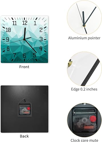 Miniatura 6 de Reloj de pared cuadrado geométrico irregular, silencioso, sin tictac, funciona con pilas, reloj de madera para el hogar, sala de estar, oficina,