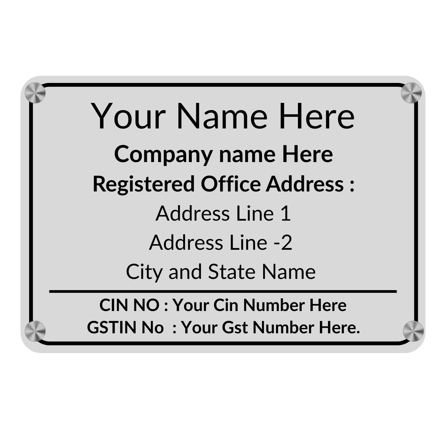 Webelkart Custom GST Name Plate for Office, Acrylic Laminated Board, 30 x 20 cm - White — Amazon image 2