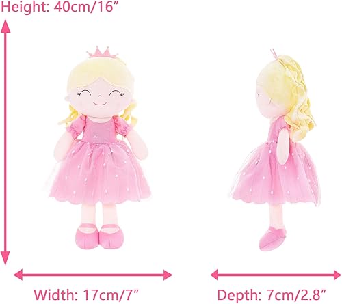 Miniatura 5 de Gloveleya Muñecas de princesa para niñas, juguete para el primer bebé, regalo de felpa suave, muñeca de princesa Manor Alice Blue de 16 pulgadas