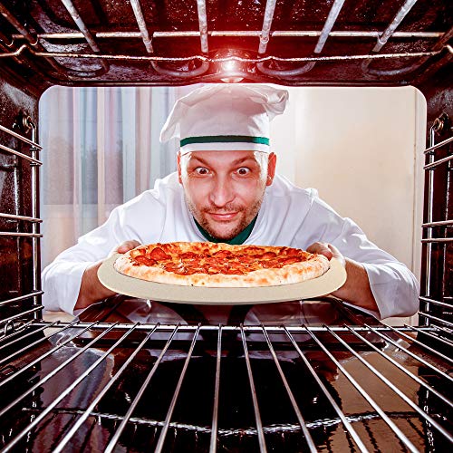 pentaQ 4 Pieces Pizza Stone Set, 15\" Pizza Stone for Grill and Oven with 10 Inch Stainless Steel Pizza Peel, Serving Rack and Pizza Cutter for Free, Cordierite Round Baking Stone - Thumbnail 7
