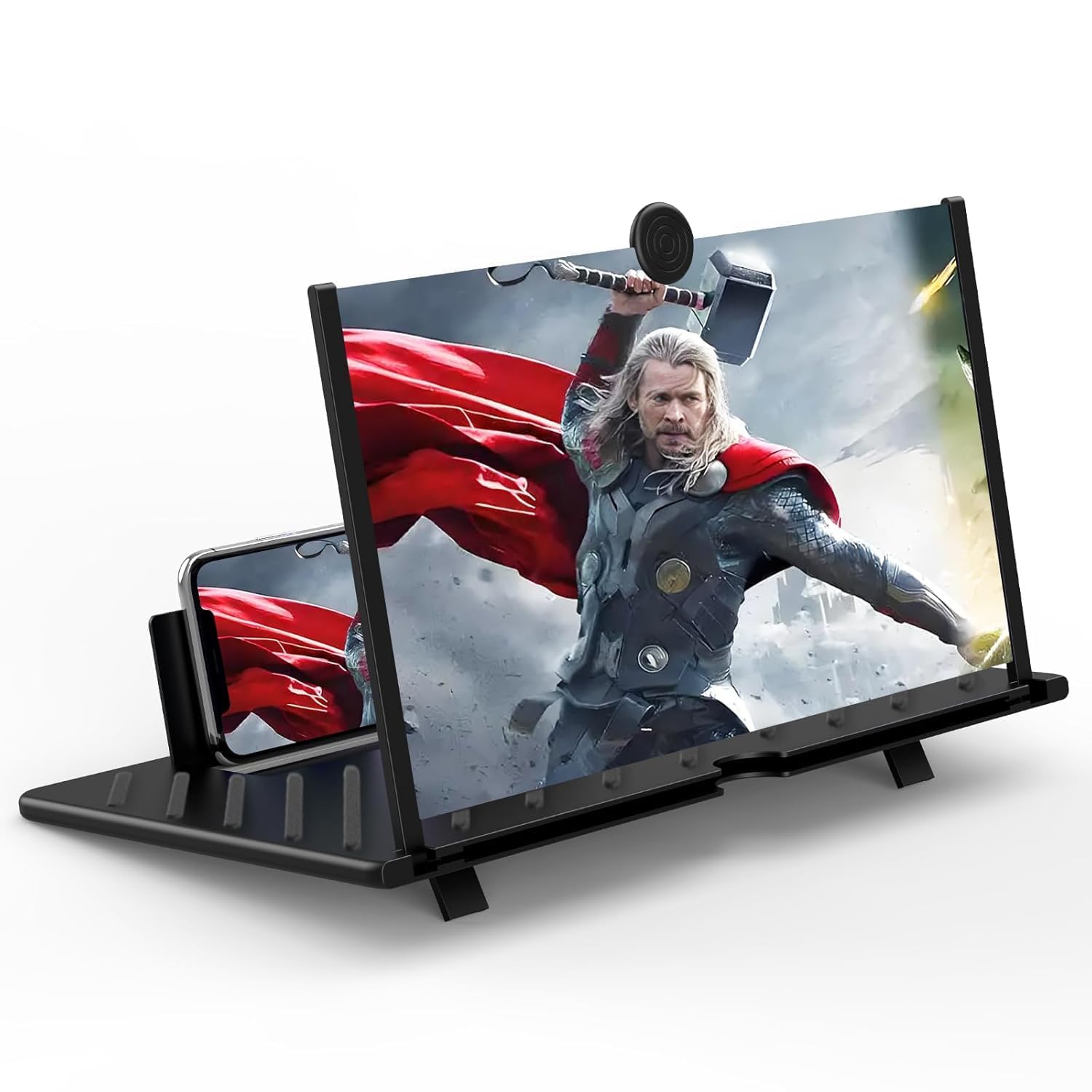 14 Inch Screen Magnifier for Smartphone 3D HD Screen Enlarger for Movies Videos Gaming Adjustable Angle Desktop Phone Amplifier Magnifying Screen for Seniors Reading Black-image-4