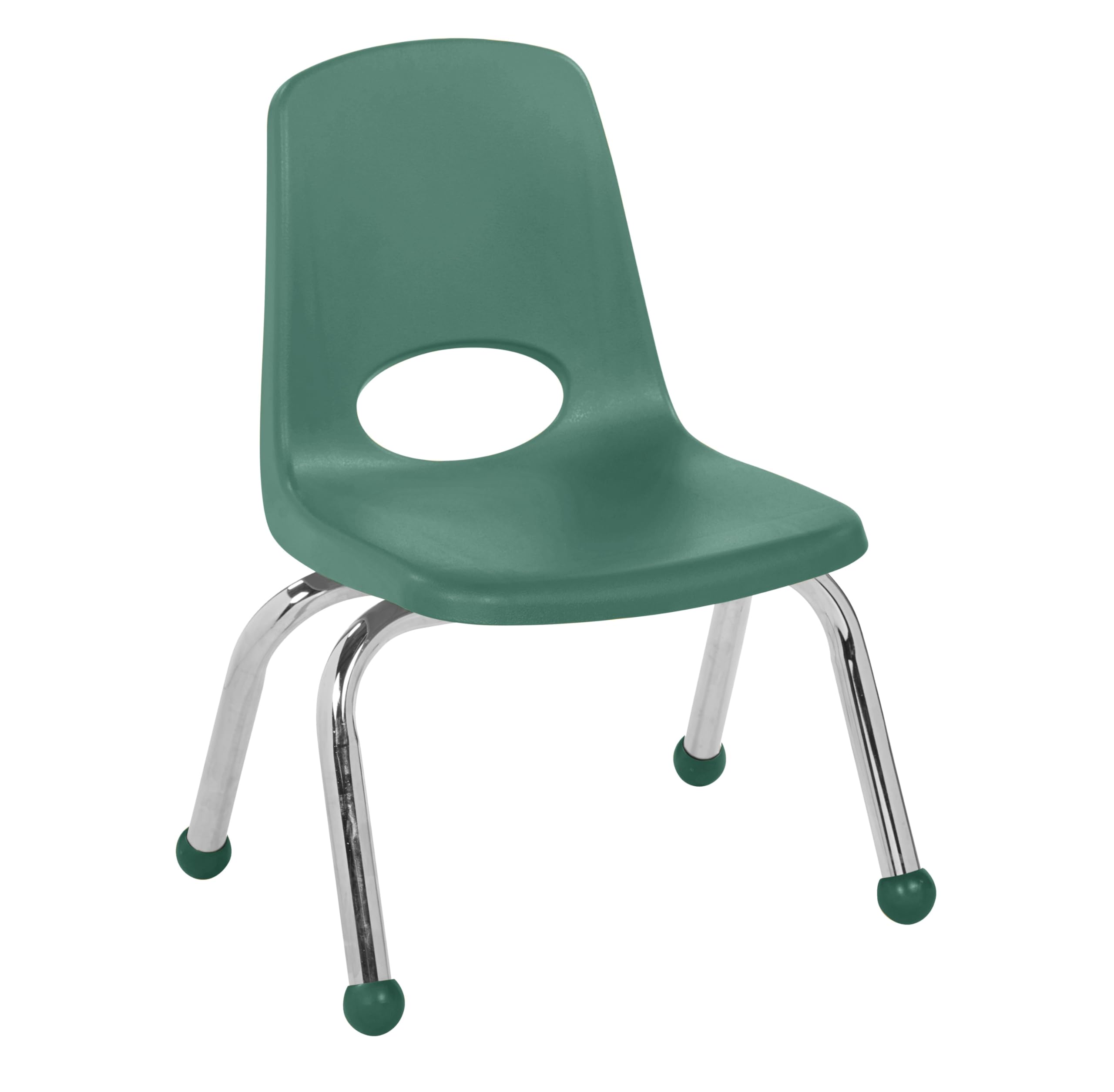 FDP 10" School Stack Chair,Stacking Student Seat with Chromed Steel Legs and Ball Glides for Preschool, Classroom or Homeschool - Green, 11553-GN