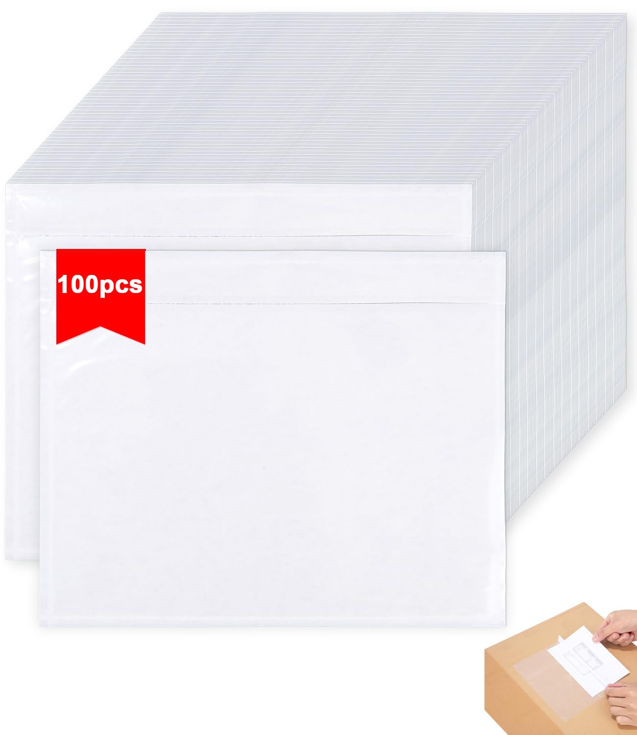 Samoprzylepne torebki na dokumenty wysyłkowe, A5, A6 DL, 250 x 170 mm, na listy przewozowe, dokumenty, rachunki (100)