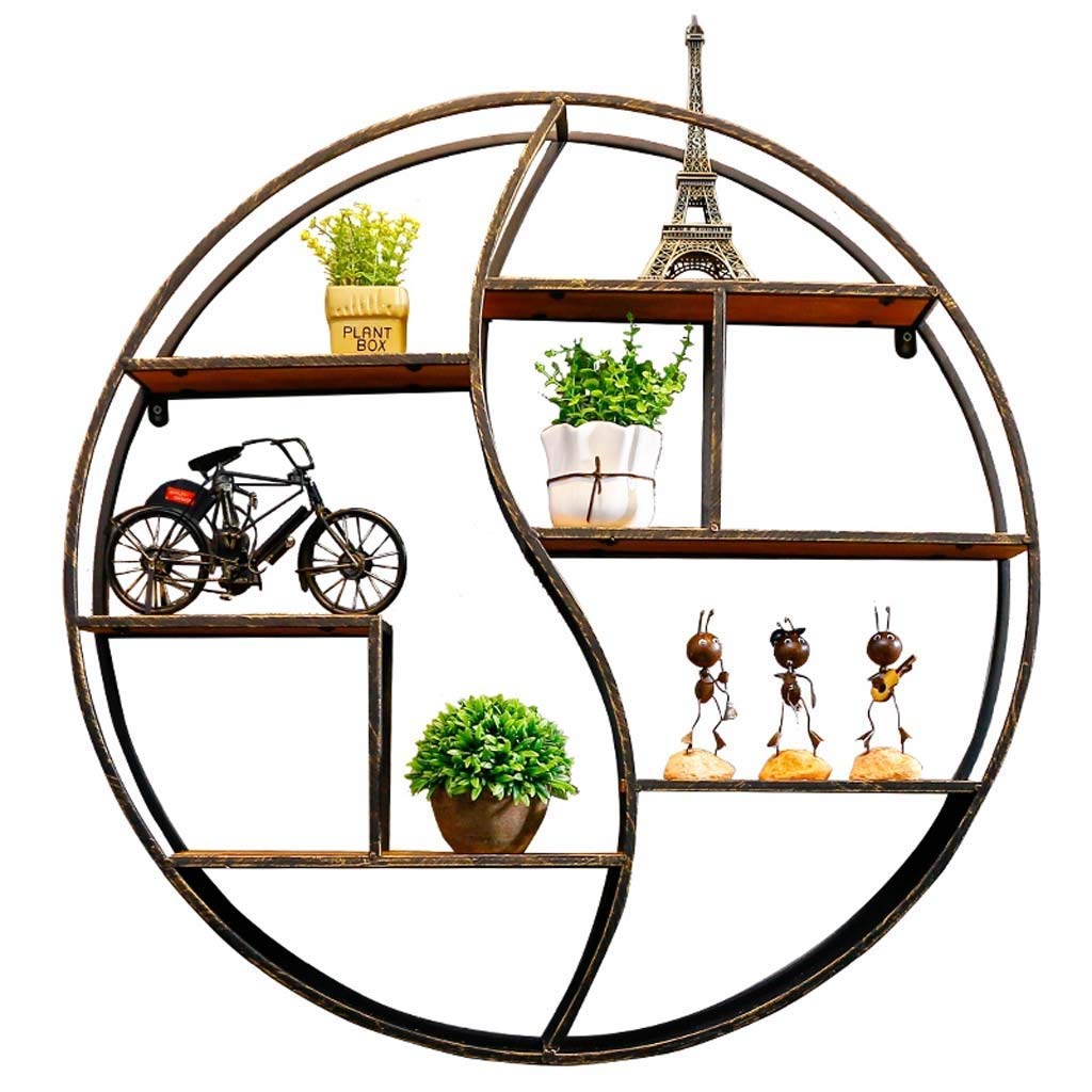 Étagères flottantes rondes en bois de style industriel pour salon et chambre