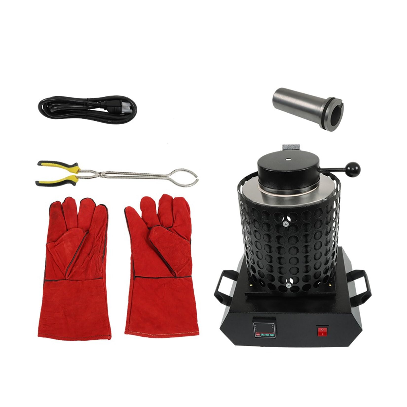 findmall Metal Melting Furnace 1400W 110V 2012F Melting Furnace 3KG Graphite Crucibles Melting Kit